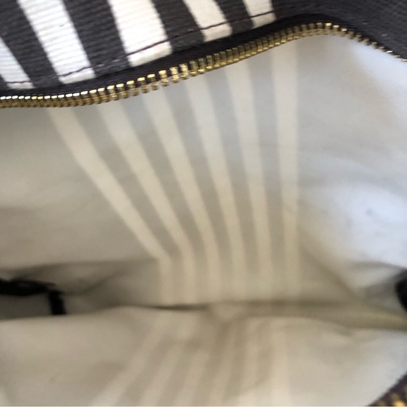 Henri Bendel Brown and White Stripe Convertible Nylon Travel Packable Backpack